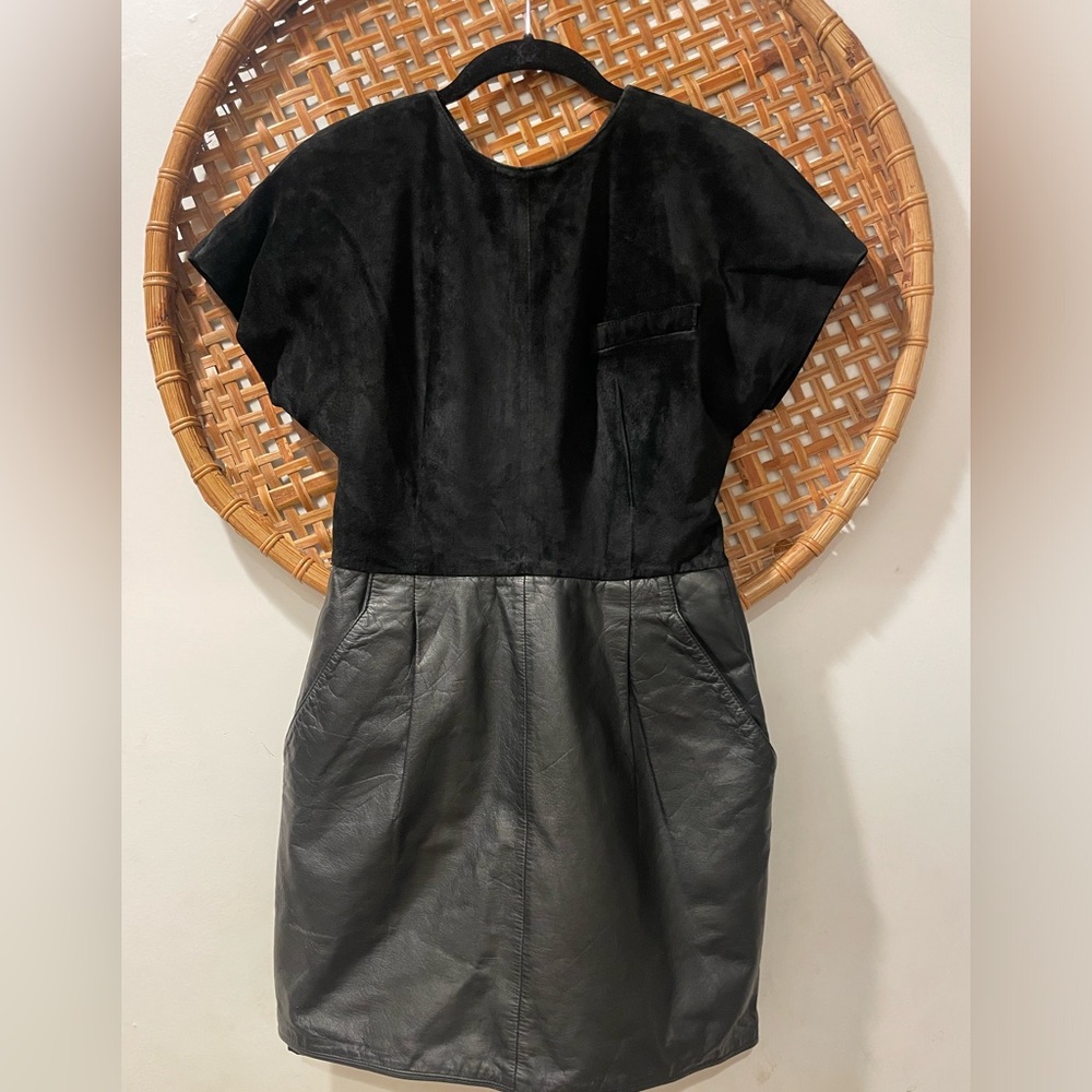 Vintage Morgan Taylor Suede/Leather Mini Dress. 2/4